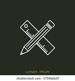 Line icon- Pencil and ruler