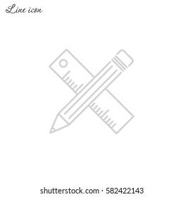 Line icon- Pencil and ruler