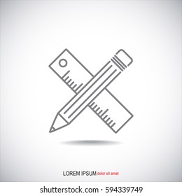 Line icon- Pencil and ruler