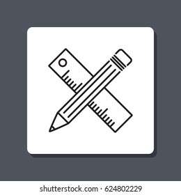 Line icon- Pencil and ruler