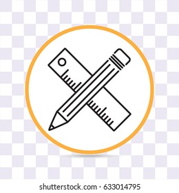 Line icon- Pencil and ruler