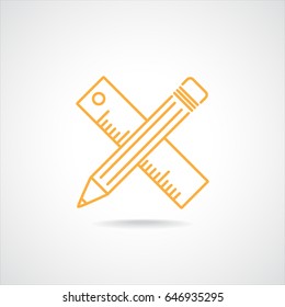 Line icon- Pencil and ruler