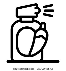Line icon of a pepper spray bottle, an efficient self defense weapon for protection against attackers