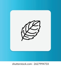 Line icon of peppermint leaves, symbolizing freshness, cooling effect, and herbal properties.