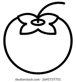 Icono de línea de caqui sobre fondo blanco
Icono de Vector sobre el movimiento de frutas y verduras
