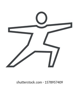Line icon person is engaged in charging. Simple vector illustration with ability to change.