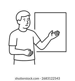 line icon person presenting vector on a white background
Vector line icon on a white background