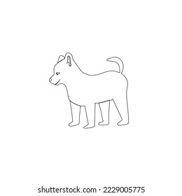 Line icon Pet dog vector isolated on white background. silhouette of dog Icon vector illustration. Brown dog sketching design. House animal vector. Dog Pet symbol outline drawing