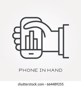 Line icon phone in hand
