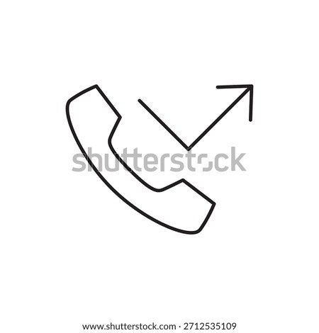 Line icon of a phone handset with a diagonal arrow for call forwarding or transfer.