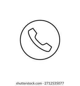 Icono de línea de un teléfono dentro de un anillo circular simple.