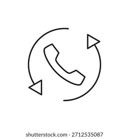 Zeilensymbol eines Telefonhörers innerhalb eines kreisförmigen Aktualisierungspfeils.