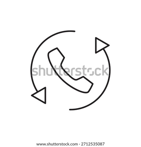 Line icon of a phone handset inside a circular refresh arrow.
