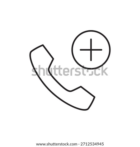 Line icon of a phone handset with a plus sign, representing adding a new contact.