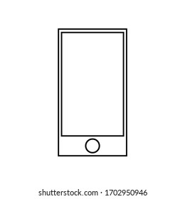 Line icon phone. Stylized outline smartphone isolated on white background. Sign of mobile, online communication, social networks, blogging. Blank screen basis for design. Vector stock illustration