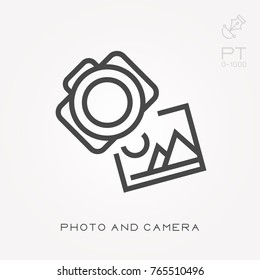 Line icon photo and camera