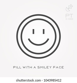 Line icon pill with a smiley face