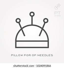 Line icon pillow for of needles