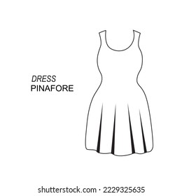 Icono de línea Pinapre Vector de vestimenta. Esquema Vestido sin manchas Icono de vector lineal aislado en fondo blanco. Vestido lineal simple para el verano. Silhouette moderna de vestir de mujer