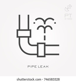 Line icon pipe leak