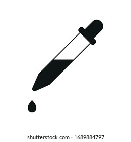 Line icon pipette with drop isolated on white background. Vector illustration.