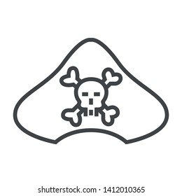 Line icon with pirate hat. Simple vector illustration with ability to change.
