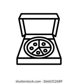 Ícone de linha pizza em uma caixa vetor no fundo branco
Ícone de linha de vetor no plano de fundo branco