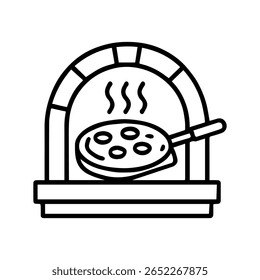 ícone de linha vetor de forno de pizza no fundo branco
Ícone de linha de vetor no plano de fundo branco