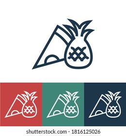 Line icon pizza with pineapple