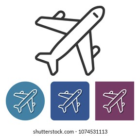 Line icon of plane  in different variants 
