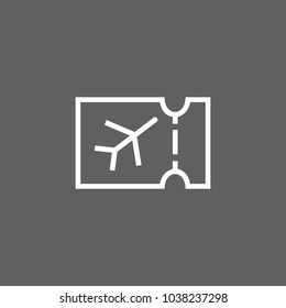 Line icon of plane ticket. Flight, ticket control, air ticket office. Transport and travel concept. Can be used for web pictograms, design and application icons