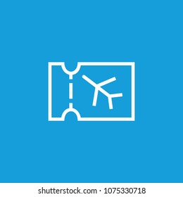 Line icon of plane ticket. Flight, ticket control, air ticket office. Transport and travel concept. Can be used for web pictograms, design and application icons