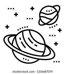 Line icon of planetary system 