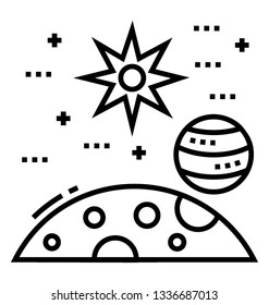 Line icon of planets 