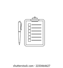 Line icon Planning outline drawing  sketching of to do list linear icon application form with pencil vector icon blank line saymbol, form and pencil silhouette icon check list hand drawing