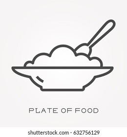 Line Icon Plate Of Food