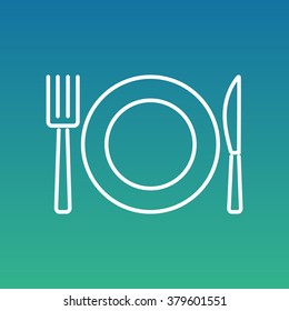 Line icon- plate, knife and fork