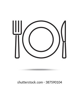 Line icon- plate, knife and fork