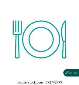 Line icon- plate, knife and fork