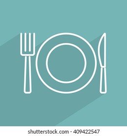 Line icon- plate, knife and fork