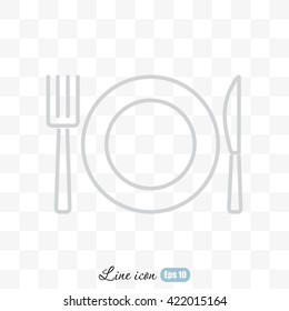 Line icon- plate, knife and fork