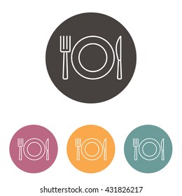 Line icon- plate, knife and fork