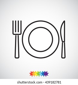 Line icon- plate, knife and fork