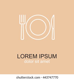 Line icon- plate, knife and fork
