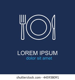 Line icon- plate, knife and fork