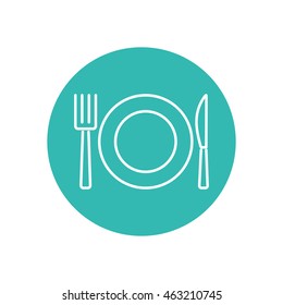 Line icon- plate, knife and fork