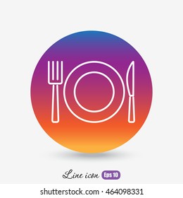 Line icon- plate, knife and fork