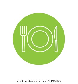 Line icon- plate, knife and fork