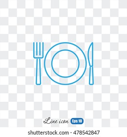 Line icon- plate, knife and fork