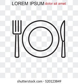 Line icon- plate, knife and fork